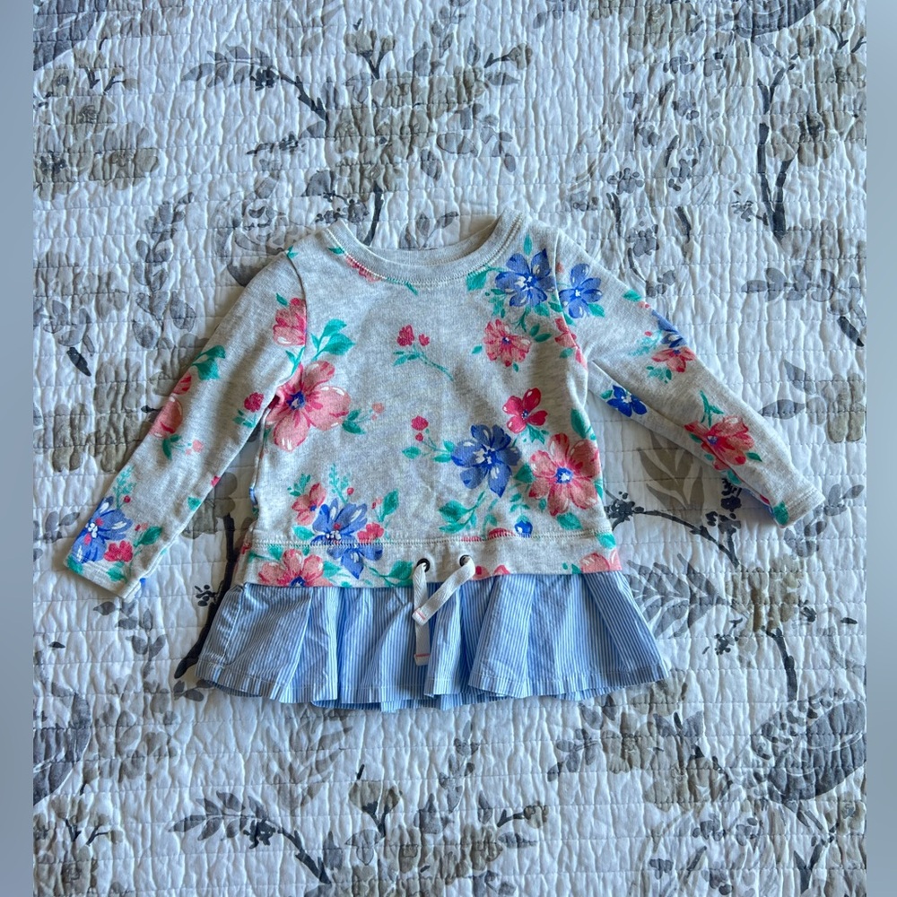 Carters Toddler Floral Sweatshirt with Ruffle Hem • 18M